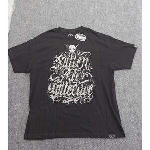 Sullen Art Collective Shirt Mens XL Black Skull Spellout Crew Neck Short Sleeve